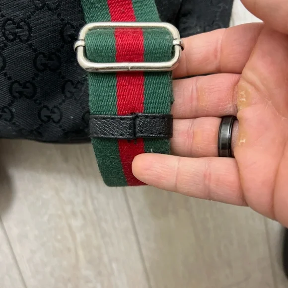 Gucci GG Black Monogram Backpack with Web Stripe - Picture 7 of 13